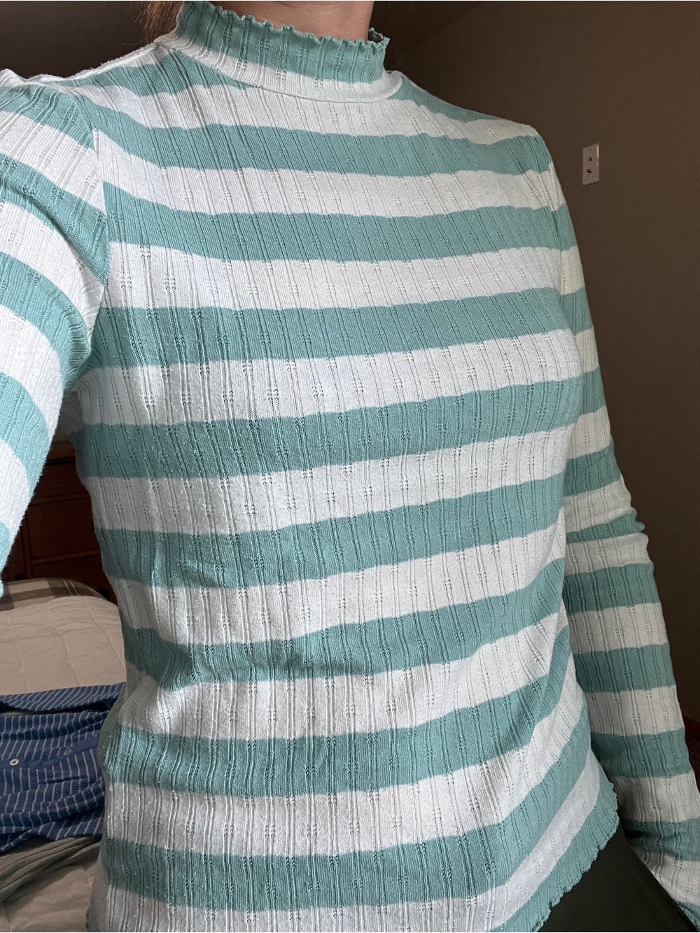 Mango Light Sage Ribbed Knit Top - Picture 12 of 14